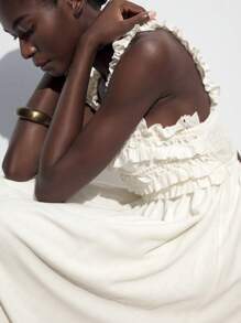 Maija 2025 Spring/Summer & Early Autumn Independence Day July Outfit Graduation Season Ruffle Drawstring A-Line Long Dress For Women, Casual Vacation Beach Cruise Travel