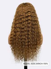 Pelucas rizadas color miel rubio con cierre de encaje 4x4 de 24 pulgadas de densidad 150% de cabello humano de color 30# para mujeres - S30 - Ver 2