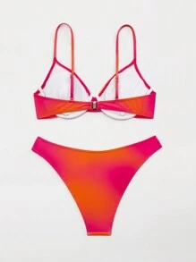 Ombre Underwire Summer Beach Bikini - Black - View 4