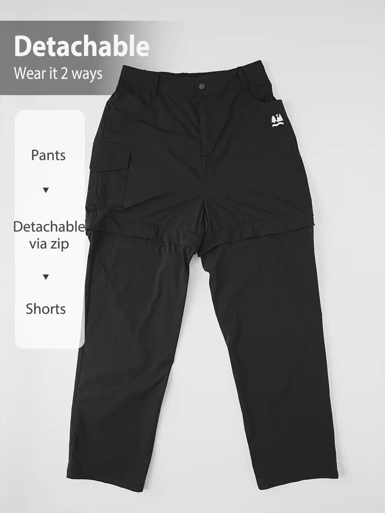 In My Nature 户外可拆卸女式徒步裤，适合露营、徒步旅行和通勤 - 黑色 - 查看 3