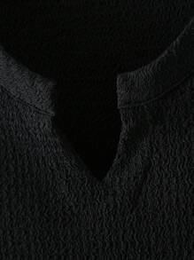 OTTIMOZO 純色男士V領無袖背心 - 黑色 - 查看 4