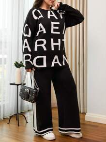 RueChic Plus Size Special Design Sweater Cords, For Winter - Multicolor - View 5