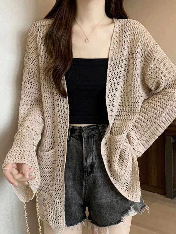Loose And Versatile Hollowed-Out Women's Thin Cardigan