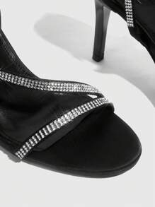 CUCCOO SZL Fashion Rhinestone Strap High Heel SandalsSexy Party Baddie Chic Gorgeous Style - Black - View 5