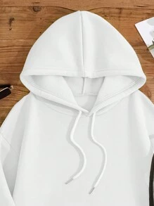 INAWLY Khẩu hiệu Áo khoác giữ nhiệt Kangaroo bỏ túi dây rút - trắng - Xem 3