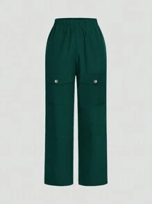 TaskEZ V Neck Top & Detachable Flap Pocket Cargo Pants Scrub Uniform Sets - Army Green - View 3