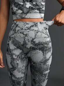 Gameset SHEIN Sport Damskie legginsy outdoorowe z losowym nadrukiem