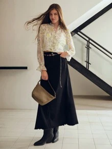 MOTF STUDIO 花卉印花系帶領輕盈襯衫 - 彩色 - 查看 2