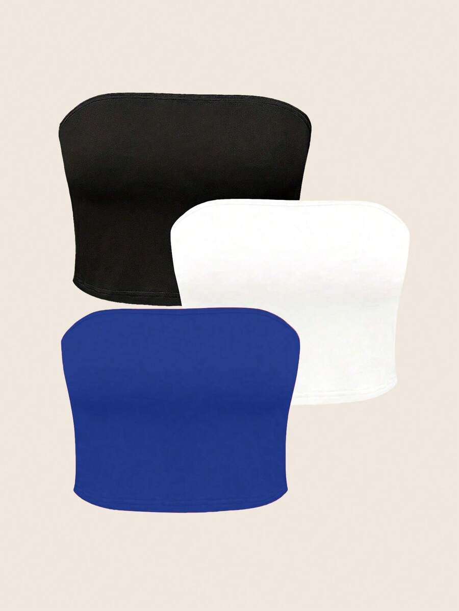 Zolique 3pcs Solid Tube Top For Summer - Multicolor - View 1