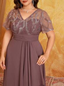 Abendkleid mit Pailletenstickerei, Chiffon-Patchwork, hochwertige formelle Kleidung für Partys, Hochzeitsgäste, Abendveranstaltungen, Brautkleider, Geburtstags- und Abiballkleider, Große Größen