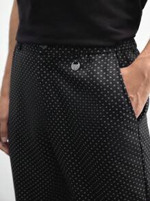 AKNOTIC Business Casual Men's Woven Pattern Printed Straight-Leg Long Casual Suit Pants, Suitable For Daily Wear In Spring And Summer