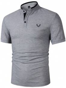 Manfinity Homme Men Antler Print Polo Shirt - Light Grey - View 1