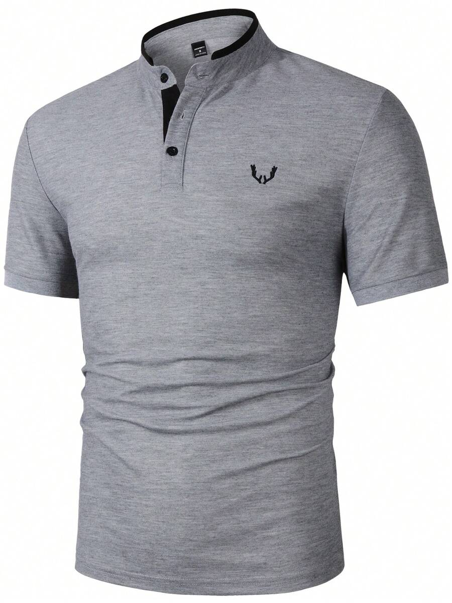 Manfinity Homme Men Antler Print Polo Shirt - Light Grey - View 1