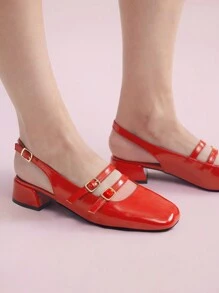 CUCCOO DOLLMOD Women's Fashion Red High Heel Shoes Vacation Shoes Summer - Red - View 3