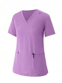 Uniforme de mujer de tela elástica suave, conjunto de uniformes de enfermería tipo running, bata quirúrgica transpirable con bolsillos