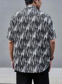 Manfinity Homme Men Allover Print Flap Pocket Denim Shirt Without Tee For Summer - Multicolor - View 2