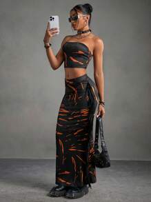 Gameset SHEIN Sport Set sport cu franjuri cu imprimeu grafic