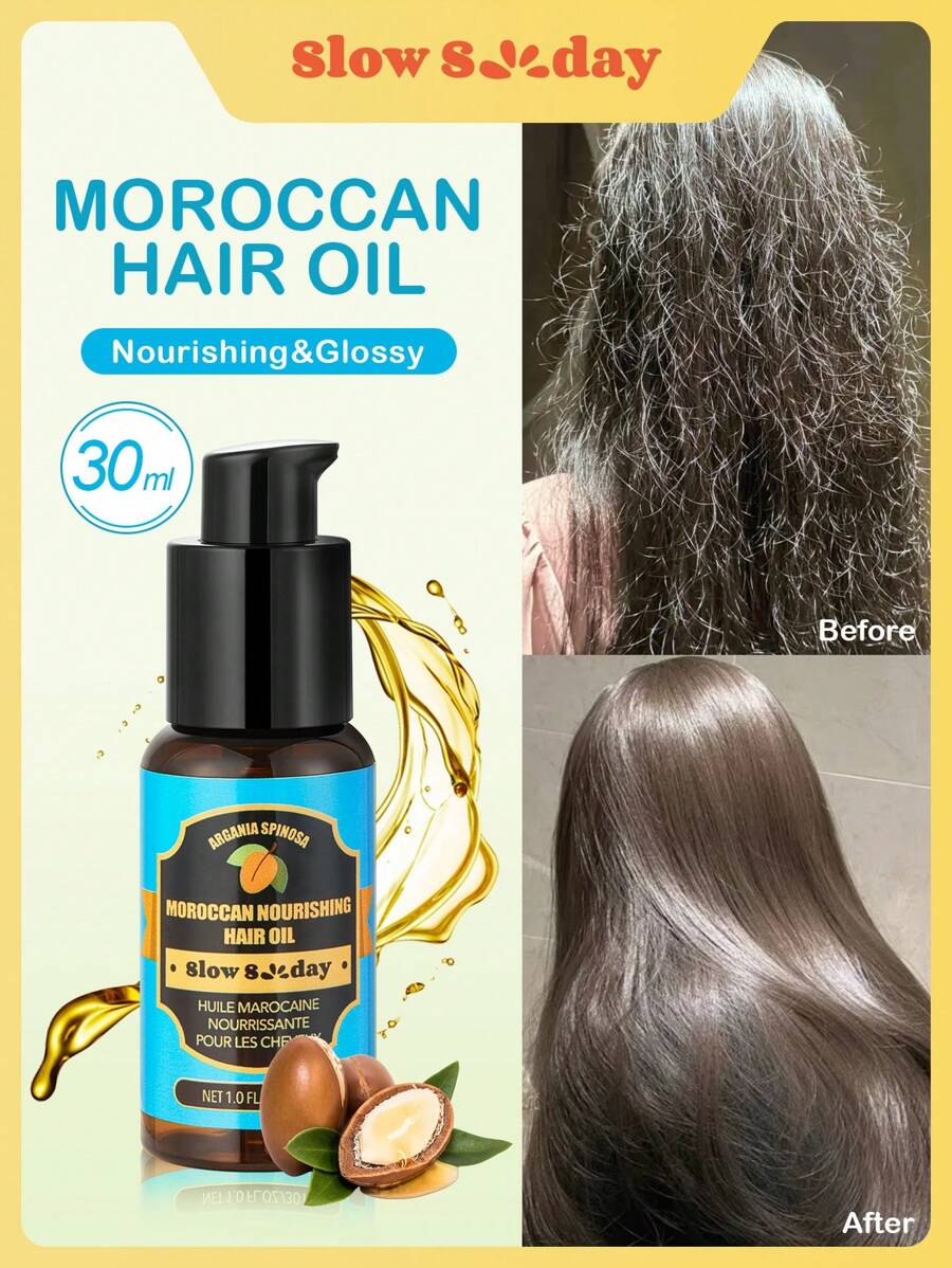 SlowSunday 摩洛哥精油，用于护发 - 保持头发柔软有光泽，男女适用 30ml - Moroccan - 查看 1