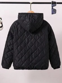 Tween Boys Half Button Hooded Quilted Coat