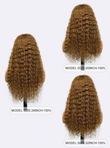 Pelucas rizadas color miel rubio con cierre de encaje 4x4 de 24 pulgadas de densidad 150% de cabello humano de color 30# para mujeres - S30 - Ver 4