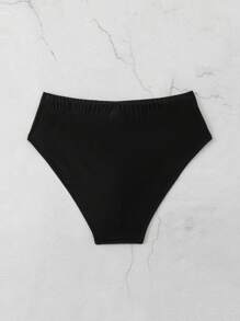 Manfinity Calcinha de banho esportiva masculina com estampa listrada e cintura ajustável com cordão - Preto e Branco - Visão 2