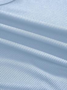 Slaydiva Plus Size Casual Solid Blue Short-Length Boat Neck Loose-Waist Top With Long Sleeves And High-Waisted Slim Fit Pants Two-Piece Set, Fall/Winter - Blue - View 6