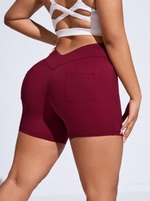 SHEIN Sports Plus Size Asymmetrical Waist Sports Shorts For Summer Spandex Short - Hot Pink - View 2