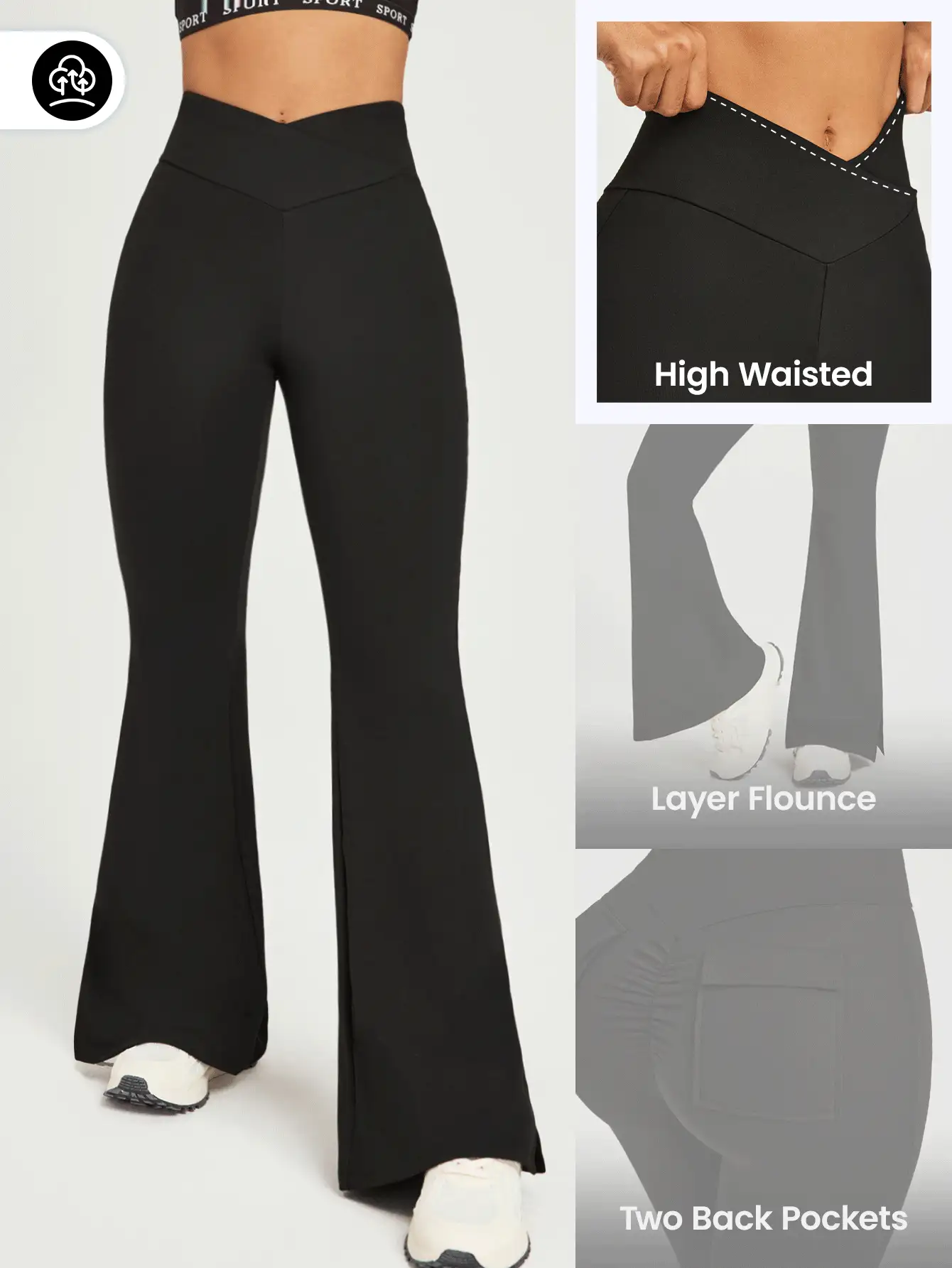 Easithlete 女式實色不對稱腰部休閒運動褲