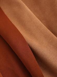 SHEIN Unity Fringe Hem Waterfall Collar Vest Jacket - Brown - View 5