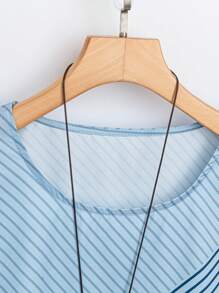 EMERY ROSE Camicetta larga a maniche lunghe e collo rotondo a righe per donne, adatta per l'autunno - Multicolore - Visualizzare 4