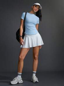 CourtClass Solid Raglan Sleeve Skinny Sports Tee Blue - Blue - View 3