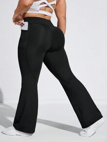 Easithlete 女士加大码运动紧身裤和长裤 - 黑色 - 查看 5