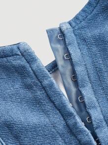 Aloruh Top sin tirantes diario de unicolor azul para mujer - Azul - Ver 5