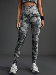 Gameset SHEIN Sport Damskie legginsy outdoorowe z losowym nadrukiem