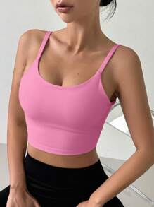 DAZY Reggiseno sportivo senza soluzione di continuità con schiena scoperta di colore rosa