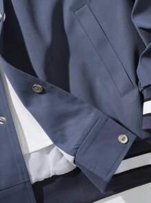 Men's Hooded Drawstring Front Button Letter Print Casual Long Sleeve Jacket & Coat, For Fall