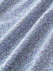 SHEIN LUNE 碎花印花松紧腰长裙女装 - 淺藍色 - 查看 5