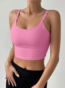 DAZY Reggiseno sportivo senza soluzione di continuità con schiena scoperta di colore rosa
