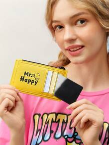 Mr Men Little Miss X SHEIN Cartoon Pattern Zippered Card Holder
