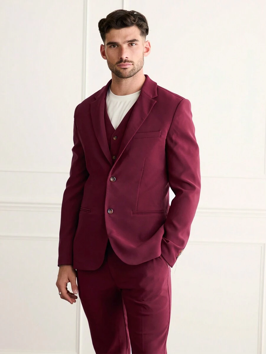 Forever 21 Men's Skinny Suit Jacket In Burgundy - Burgundy - View 1