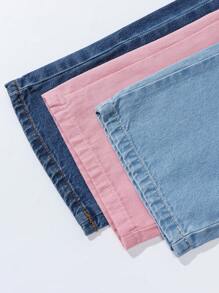 SHEIN Conjunto informal de 3 piezas de ajuste holgado para niña joven, con pantalones vaqueros de pierna ancha de cintura elástica cómodos y casuales - Multicolor - Ver 7