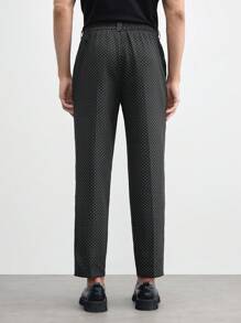 AKNOTIC Business Casual Men's Woven Pattern Printed Straight-Leg Long Casual Suit Pants, Suitable For Daily Wear In Spring And Summer