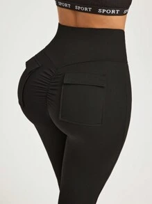 Easithlete 女式實色不對稱腰部休閒運動褲