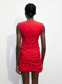 Maija 1pc Women Red Ruched Dress Birthday Outfit Women Red Smocked Dress Romantic, Fashion, Versatile; Suitable For Summer Vacation, Comfortable, Bohemian Style, Beach Wear, Swimsuit Cover-Up, Stylish, Elegant, Casual, , Simple Daily Wear, Country Style, Essential, Solid Color, Holiday Casual, Decent, Single Lady, Ideal For Vacation Elegant Fashion Business Casual Woman Going Out Tops Graduation Outfit European Summer Hawaii Outfits Women Summer Dresses For Women Streetwear Women Stockholm Style Teacher Outfits For Women - Red - View 5