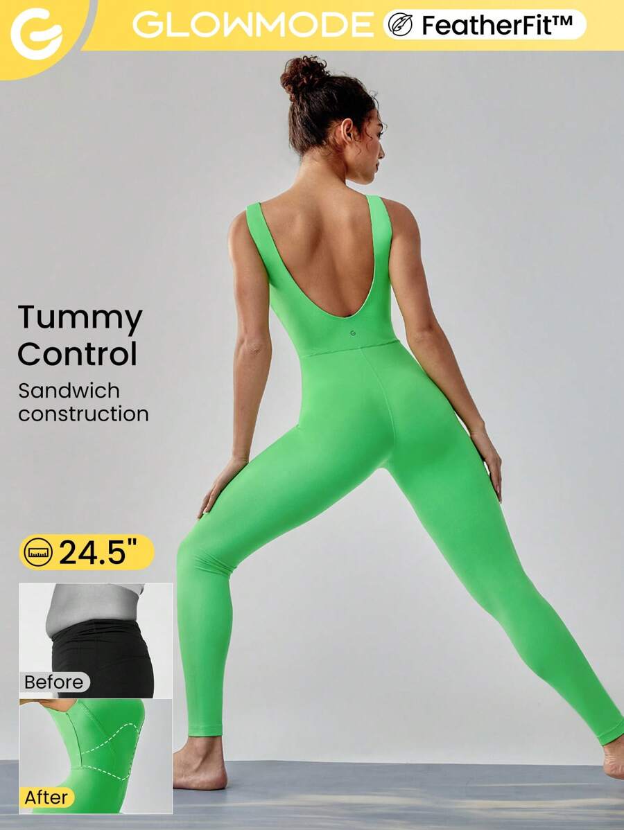 GLOWMODE Bộ áo liền quần thể thao tập gym FeatherFit™ 25" Thanh lịch mùa hè dành cho nữ