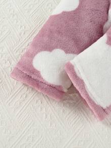 SHEIN Baby Girls' Simple And Cute Plush Material Long Sleeve And Long Pants Casual Homewear Set - Dusty Pink - View 3