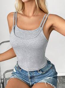 Chiquease Women's Summer Solid Color Camisole With Built-In Bra