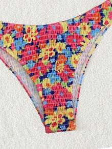 SHEIN Swim Random Flower Printed Beach Bikini Set For Summer - Multicolor - View 4