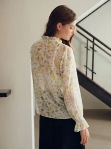 MOTF STUDIO 花卉印花系帶領輕盈襯衫 - 彩色 - 查看 7