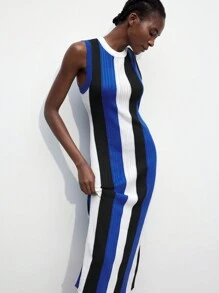 Maija 女士寬條紋彩塊針織裙，配飾裝飾 - 彩色 - 查看 3